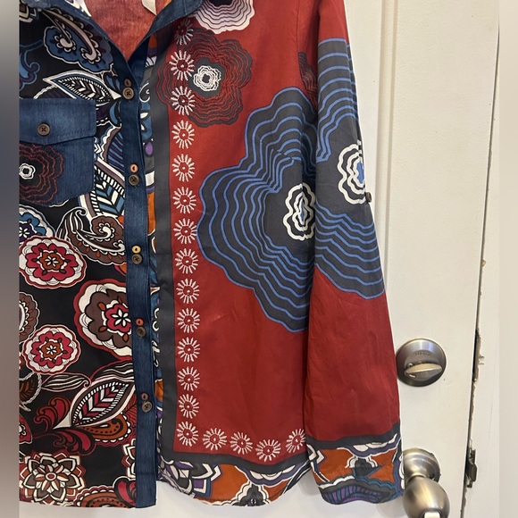 šDesigual Patchwork Boho Western Embroidered Button-Down Shirt - Size M 2016 - Picture 5 of 16